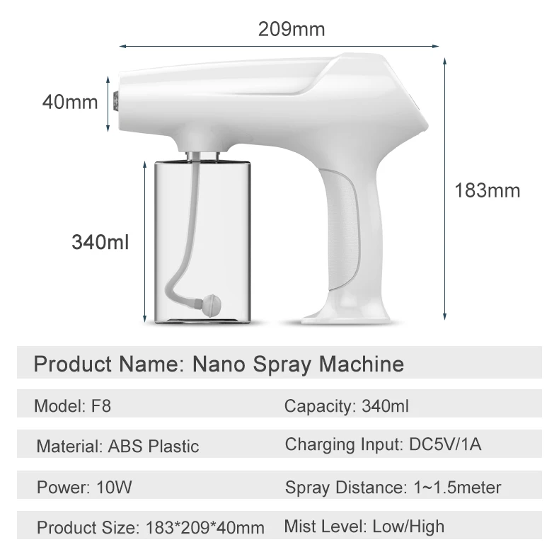 Barber Station Beauty Product Aftershave Gun Barber Supply Portable Rechargeable Design Hair Nano Mister Steamer
