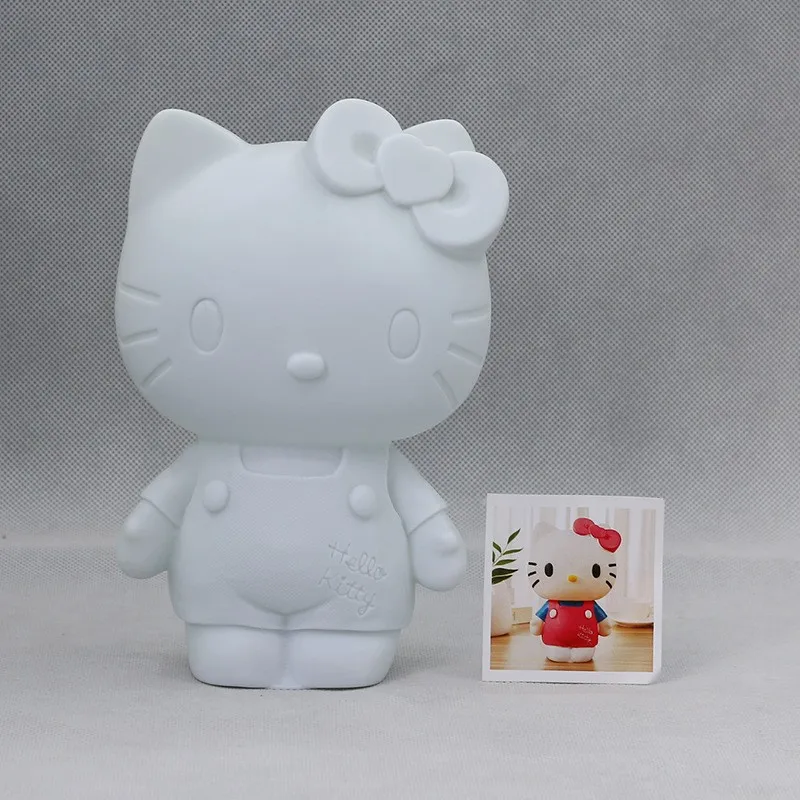 Factory  Ceramic Unpainted Hello Kitty Figures With Acrylic Paint Dripping White Vinyl Doll Toy