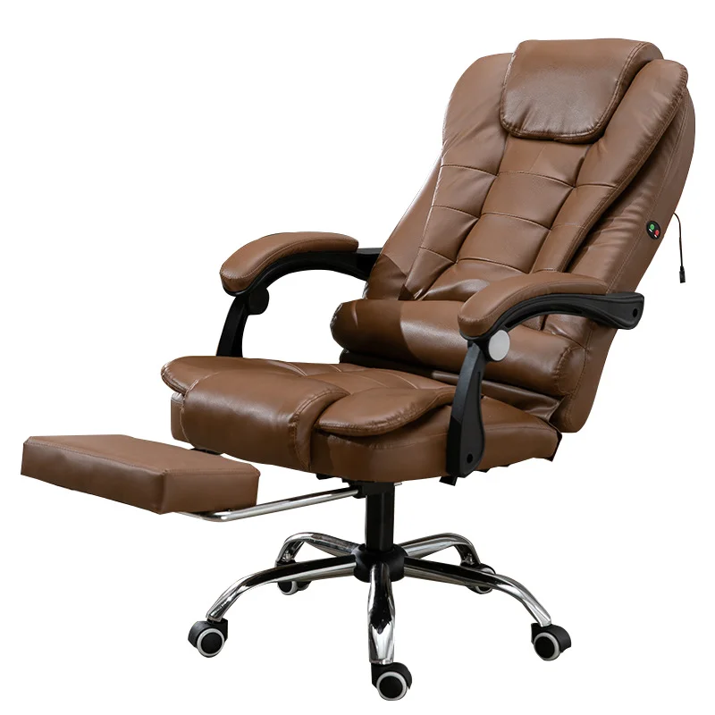Ergonomic Swivel Leather Massage Computer Chair With Footrest Luxury Executive Gaming Office