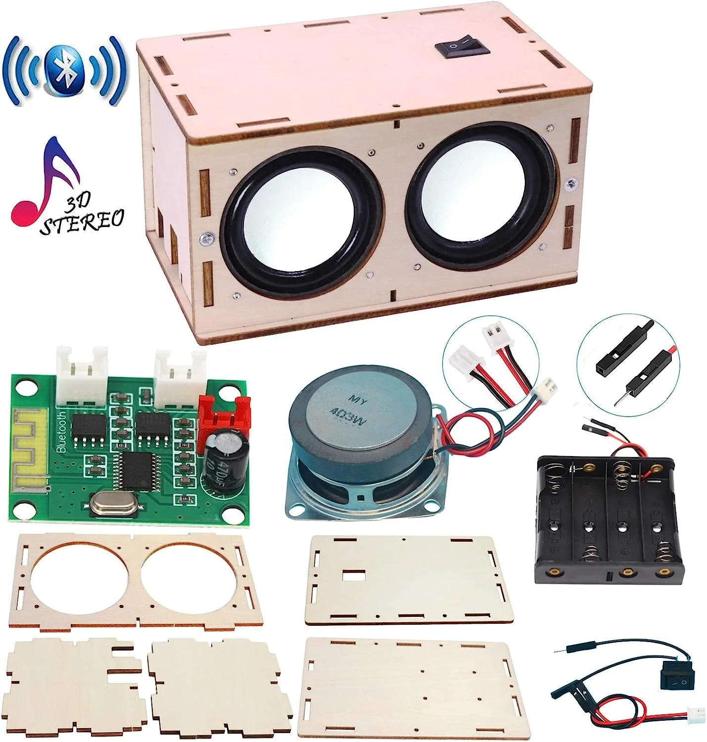 Altoparlante elettronico Bluetooth con radio FM, kit di saldatura, nero, telecomando Music Player Progetto con controllo del suono colorato, luci a LED e ciotola, amplificatore display per la pratica