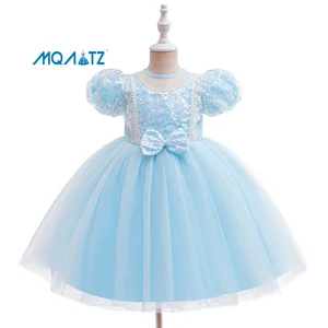 MQATZ New Cosplay Ice Princess Girls Sequin Bow Children's Dress  BX1777