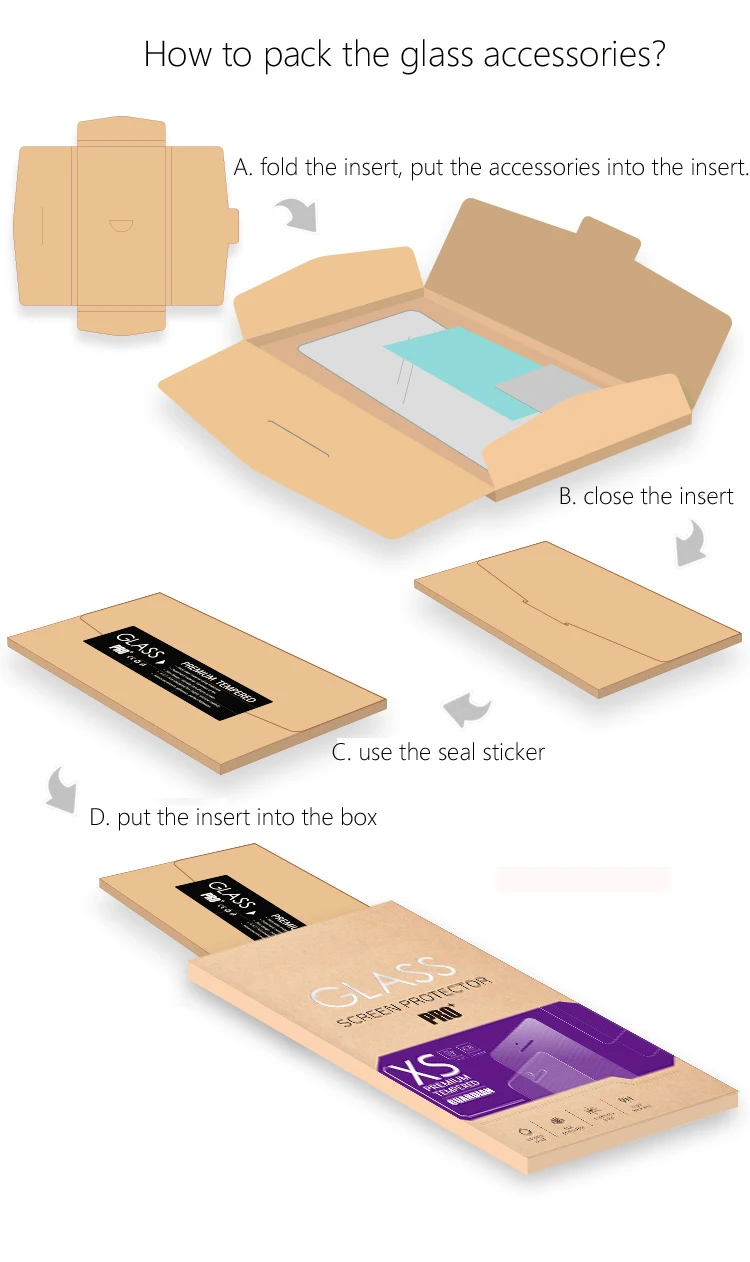 Custom Retail Screen Protector Packaging Box with 4-color Printing and Recycled Materials for Tempered Glass Film