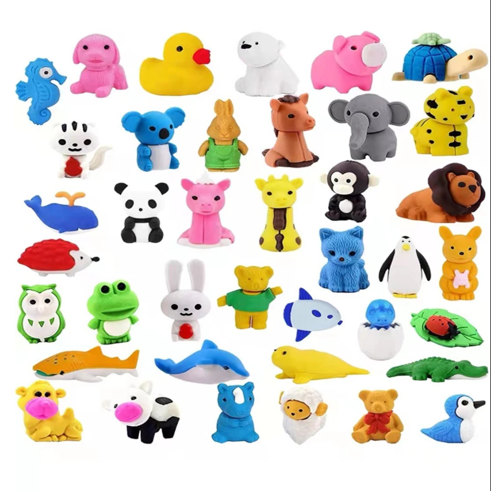 Lzy875 Animal Pencil Erasers Bulk Kids Desk Pet Puzzle Eraser For Party