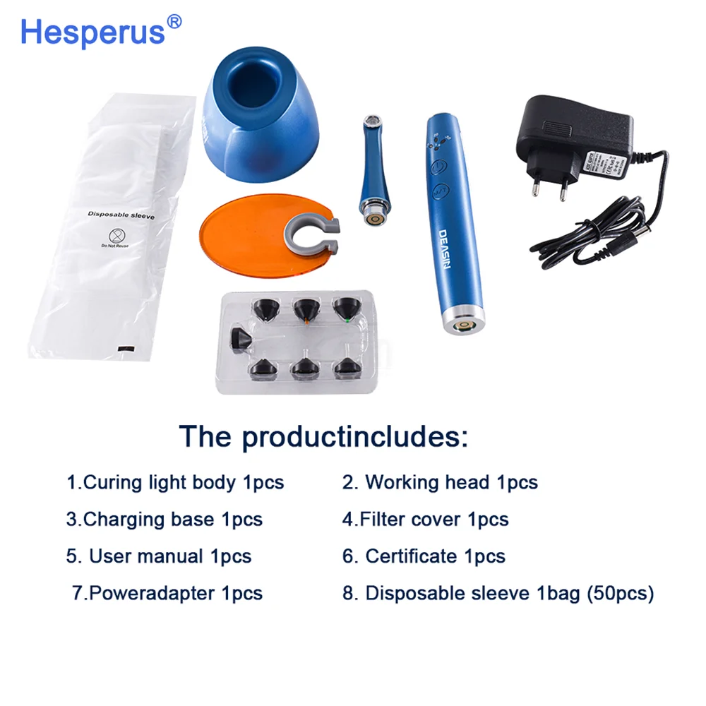 Multifunctional Curing Head Dental Wireless LED 1 Second Light Cure With 7 Tips Dentist Tools Equipment Resin Light Curing
