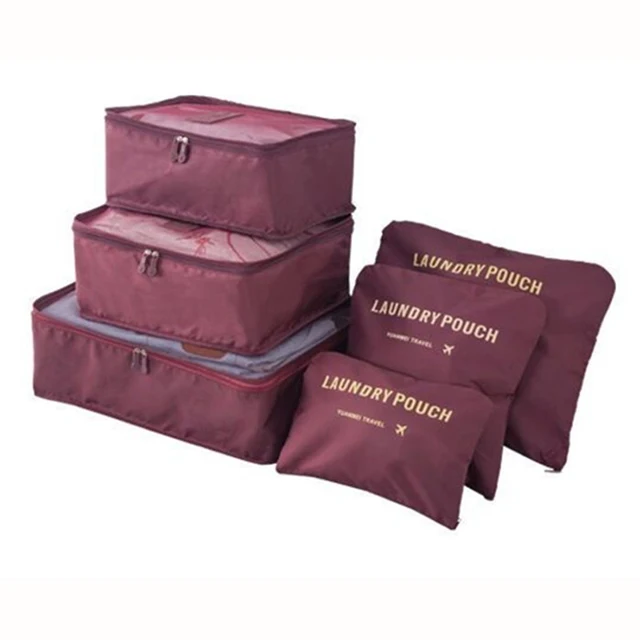 Low MOQ fashion 6 pcs compression luggage organizers travel bag personal packing cubes wholesale travel bag organizer