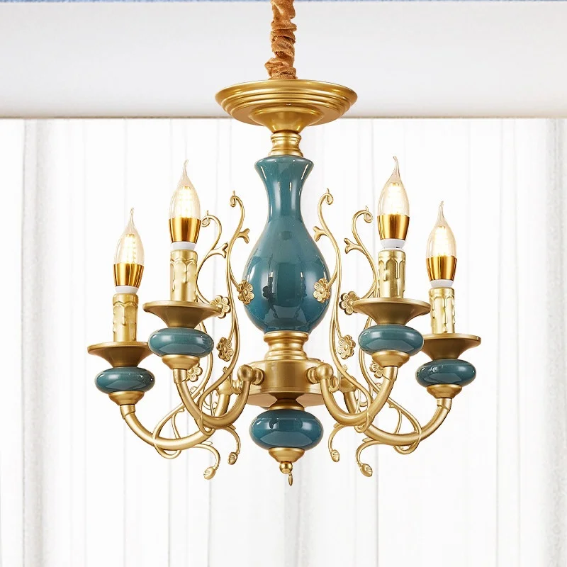 European-style LED Candle Chandelier Luxurious Elegant American Retro Simple Pastoral Lighting Fixture RA97 Color Rendering