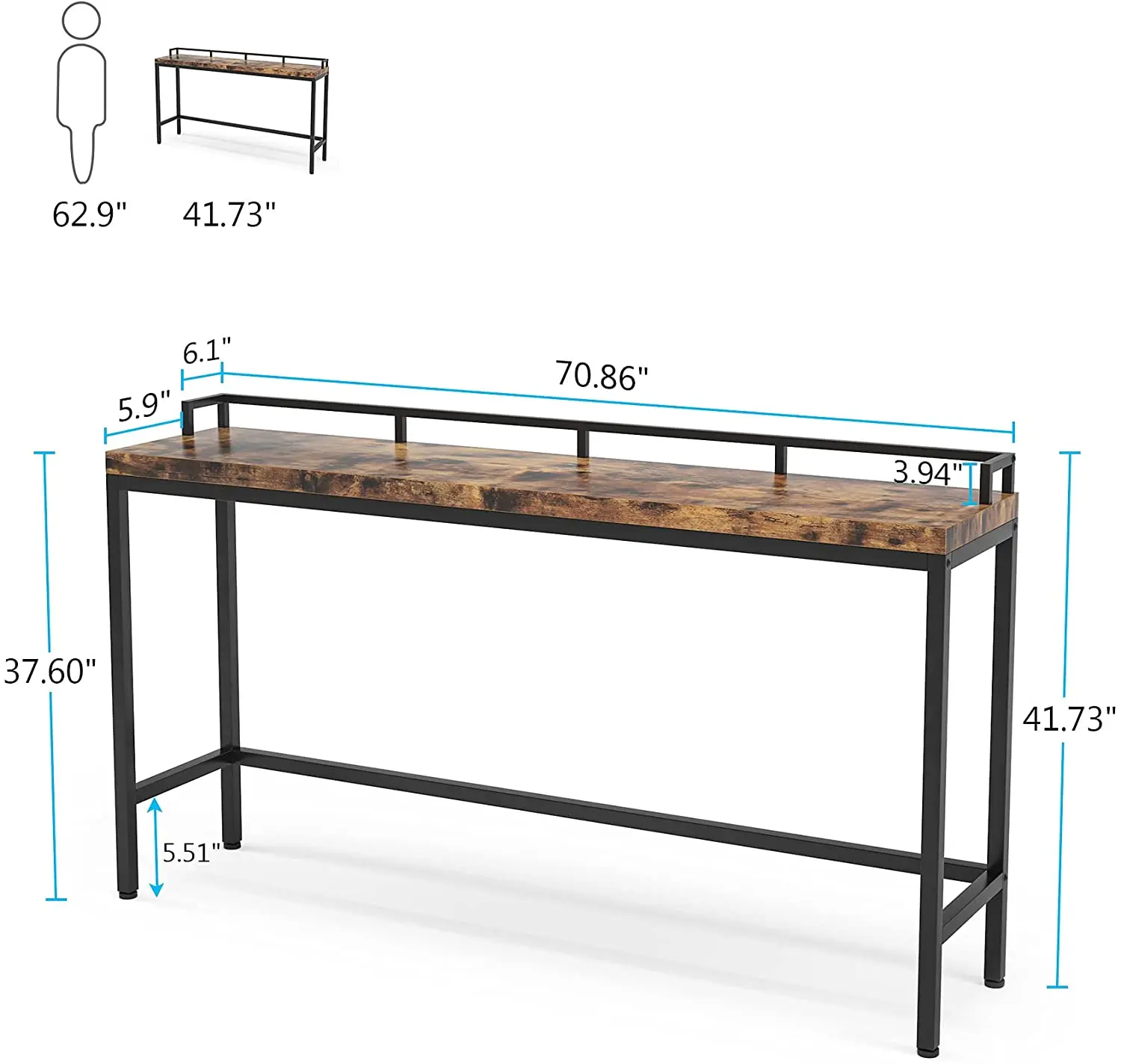 Mesa De Sofá Extra Larga De 70,9 Pulgadas,Consola Larga Y Estrecha Detrás  De Sofá,Mesa Rústica De Entrada Industrial,Mesa Delgada Para Pasillo Buy |  rnet.co.il