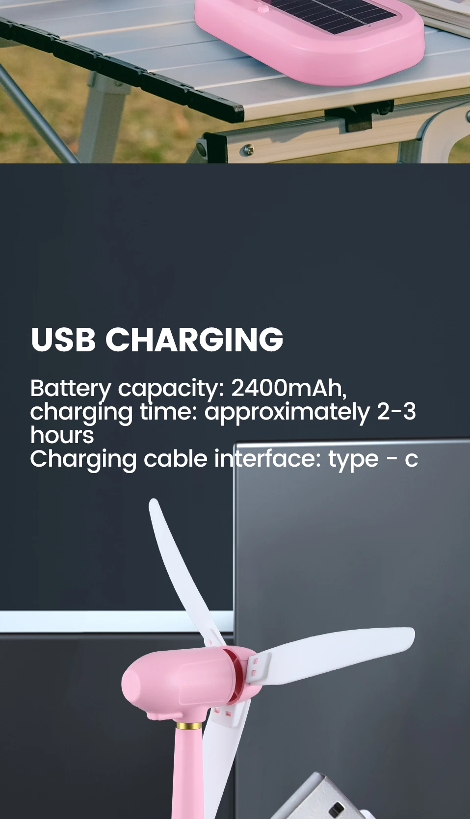 NEW Nordic Design Solar Powered Fan Light USB Rechargeable Emergency Led Night Lights New Modern Led Table Lamp for Study