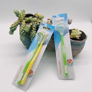Daily Care Good Price Oral Hygiene Durable Soft Rubber Tongue Scraper Reusable Tongue Cleaner Blister Card Pack