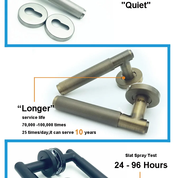 High Luxury Knurling Stainless Steel Lever Square Black Satin Knurled