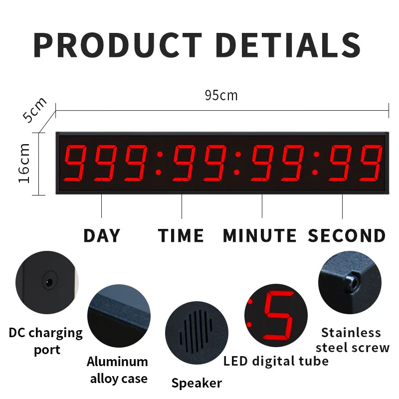 CHEETIE CP03 Oversize 9 Digits 4 Inch Large Event Countdown Wall Clock 999 Days Countdown Timer With Remote Control