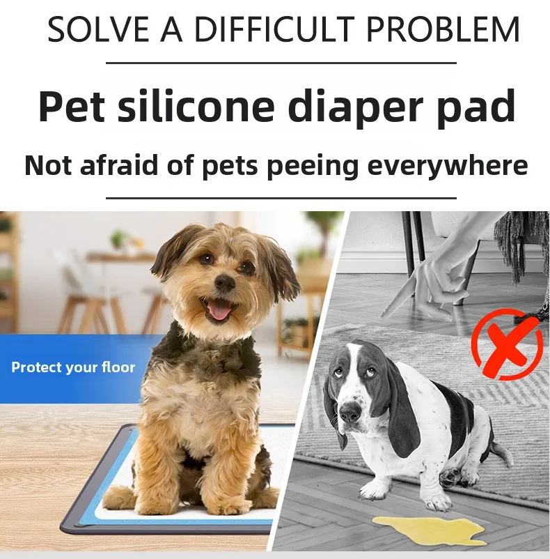 Can Be Reused Pet Diaper Training Pad Anti Overflow Bowl Mat Portable Pet Waterproof Silicone Mat factory