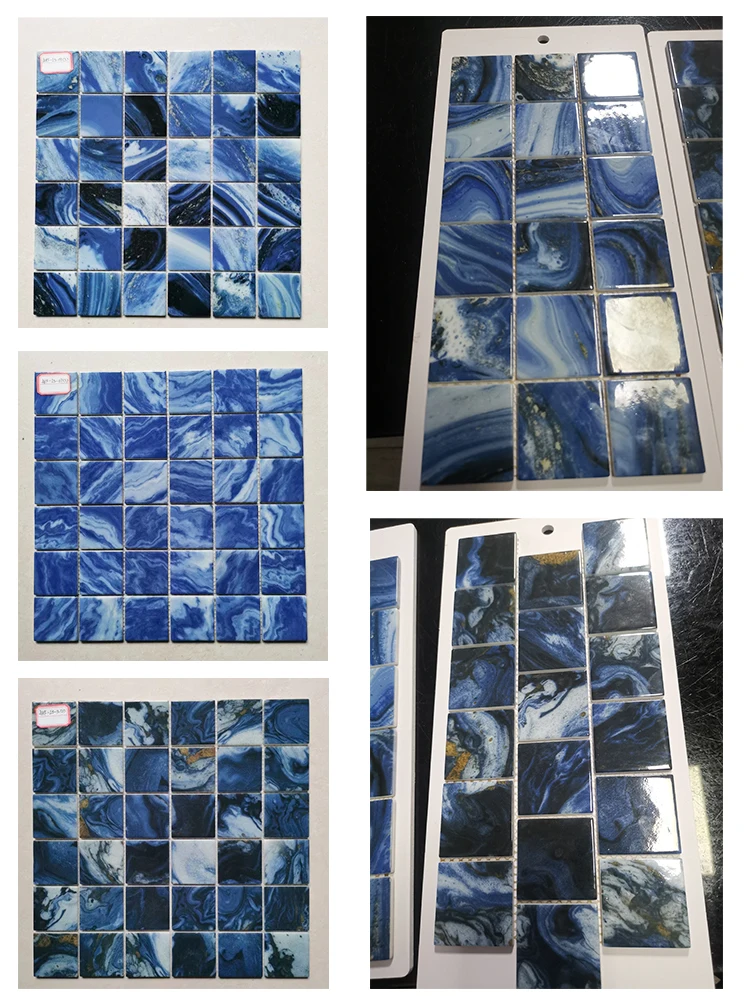 high end glass mosaic tile blue for wall floor decoration and swimming pool