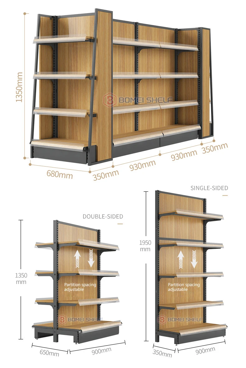Adjustable Disassembled Convenience Store Supermarket Gondola Shelving ...
