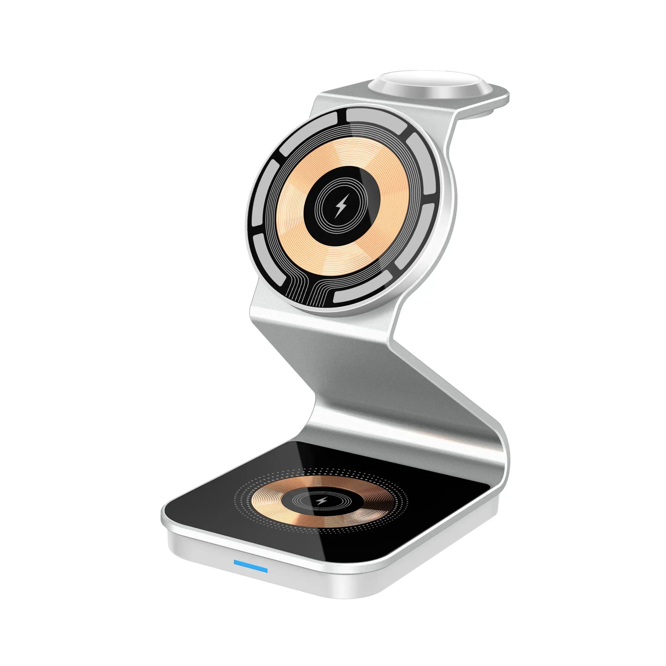 OEM 3 in 1 Wireless Charging Station Fast 15W 3 in 1 Wireless Charger Stand Aluminum Alloy