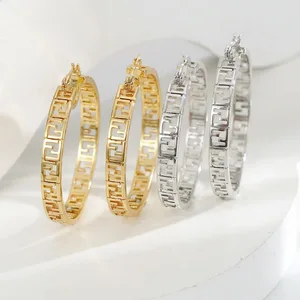 Customized Large Hoop Earrings 18K Gold with Medusa Pattern Geometric Design Trendy and Exaggerated Gold Plated