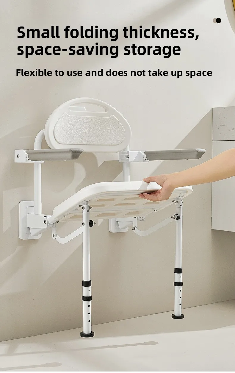 product wall mounted shower chair for elderly or disabled bathroom folding stool seat with rehabilitation therapy supplies-6