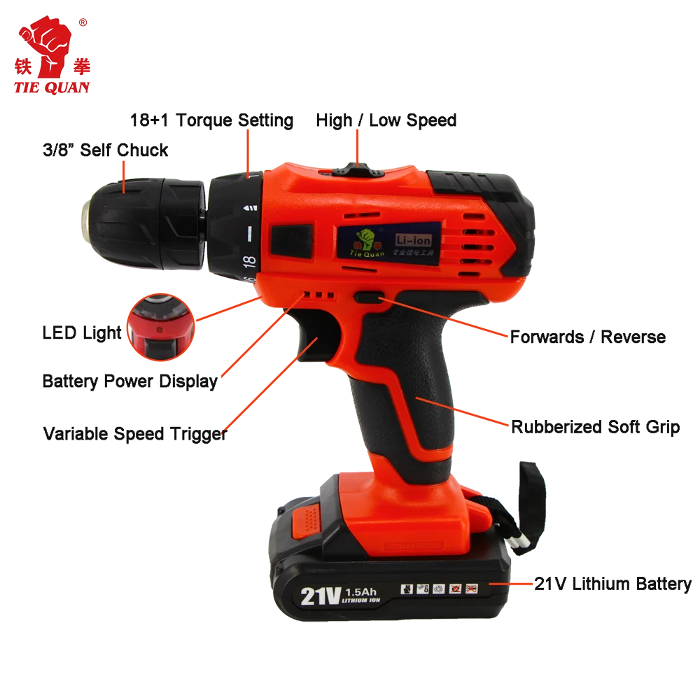 Power Drills Hammer Screwdriver Drill Machine Cordless Hammer Drill
