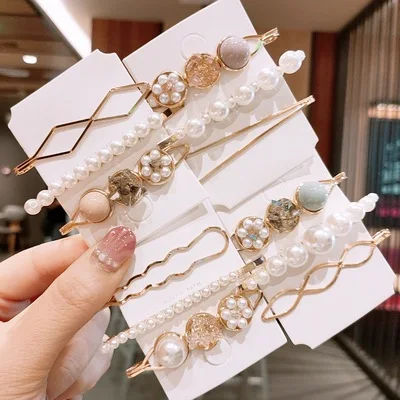 Spring Summer Latest Design Cute Girls Hair Accessories Gold Pearl Hair Clip Butterfly