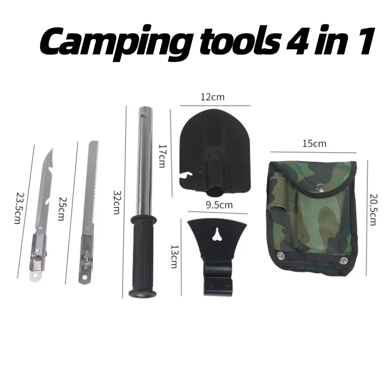 Stainless Steel Multi-Function Garden & Outdoor Survival Tool Set Camping Multi Tool Shovel Axe Saw Knife Customizable OEM