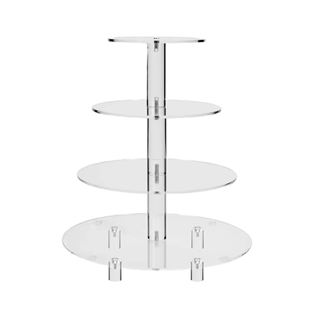 4 Tier Acrylic Round Cake Stand Cupcake Stand Dessert Tower Tea Party Serving Platter, Cupcake Tree Wedding Party Décor