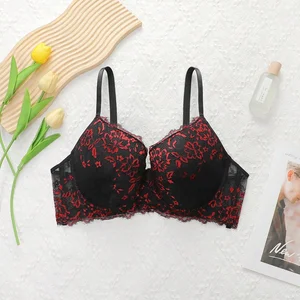 Good Quality Beautiful Lace Floral Decoration Women Underwire Bras Tops Plus Size