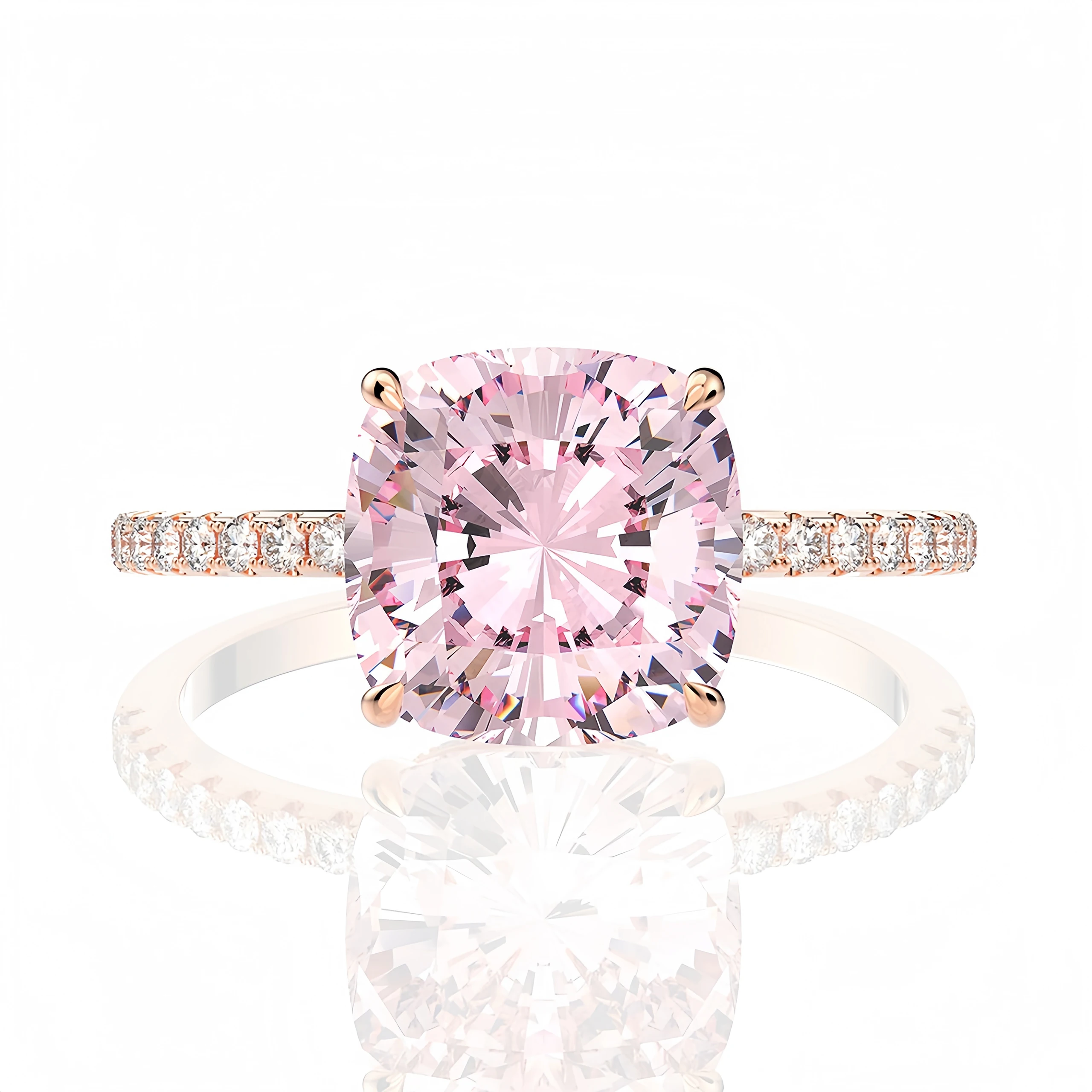MUSHAN Jewelry Factory 925 Sterling Silver Rings 5ct Pink CZ Zircon High Carbon Diamond Engagement Ring Wedding Bands for Women