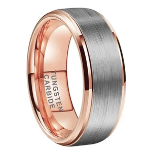 Coolstyle Jewelry 8mm Wholesale Two Tone Rose Gold Tungsten Ring Women Men Dropshipping Fashion Engagement Wedding Band