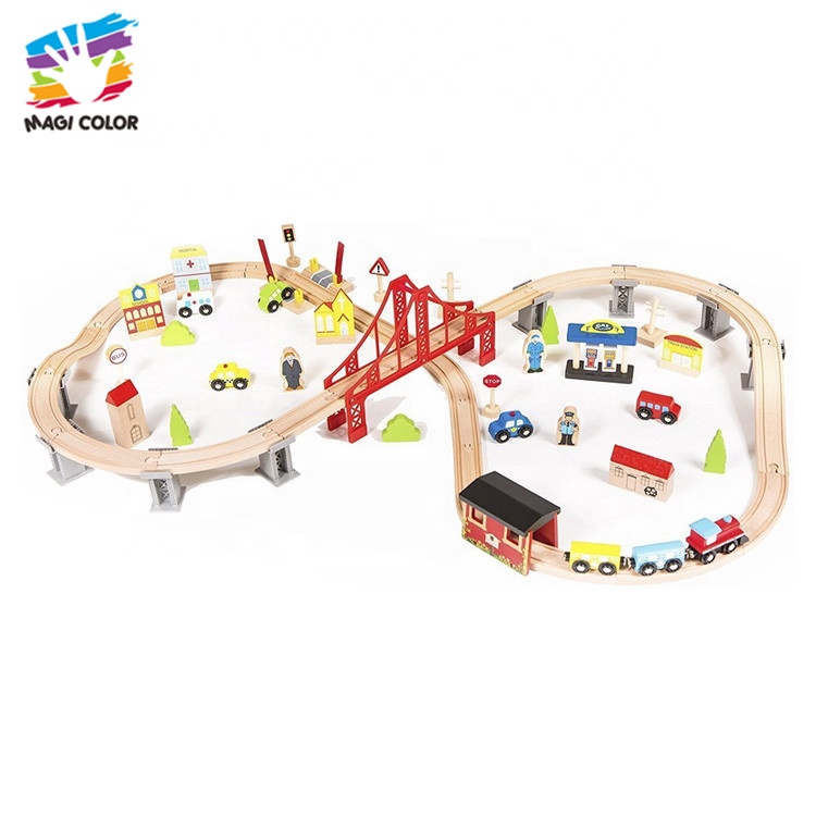 
Готовый к отправке Дошкольный Железнодорожный деревянный набор для детей W04C073 