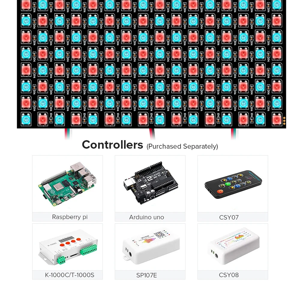DC5V WS2812B 8x8 16x16 8x32 Программируемый светодиод RGB полноцветный цифровой индивидуально адресуемый светодиодный матричный дисплей
