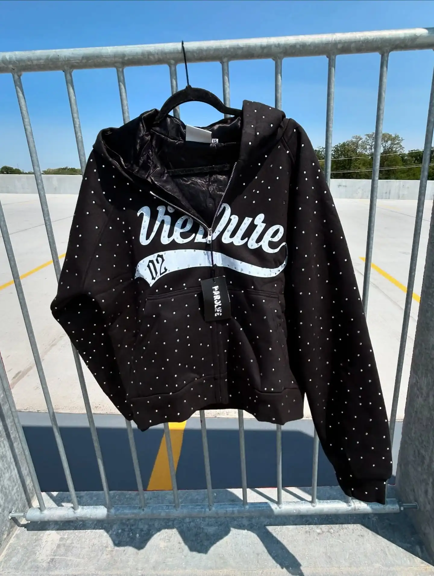 Custom Streetwear 500g French Terry Rhinestone Sun Faded Acid Wash Distressed Patch Embroidery Cropped Zip up Hoodie Men gallery 4