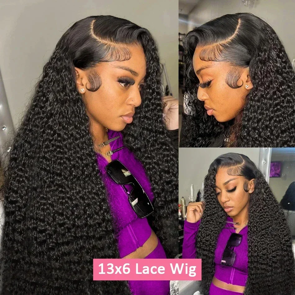 Parrucca frontale trasparente con onde profonde e sciolte da night club, HD Lace Water Curly Human Hair, chiusura in pizzo 5x5, per donne_voghion.com