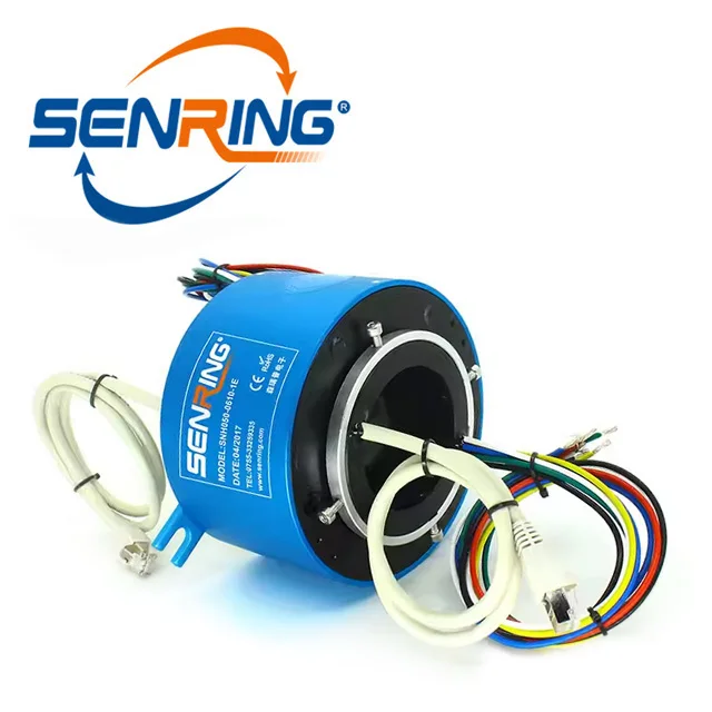 1 channel CAT5 ethernet slip ringwith RJ45 through hole slip ring 6 wires each 10A with bore size 50mm