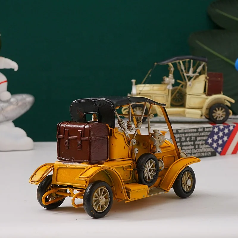 Retro Classic Car Figurine Metal Decoration Handmade