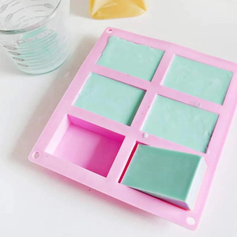 6 Cavity Large Silicone Soap Molds for Homemade Craft-Reusable Non-Stick Soap Making Molds DIY Candle Chocolate Mold Baking Tool