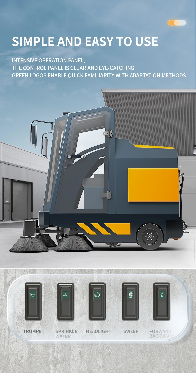 Chancee U190c Battery Operated Parking Lot Vacuum Sweeper Automatic