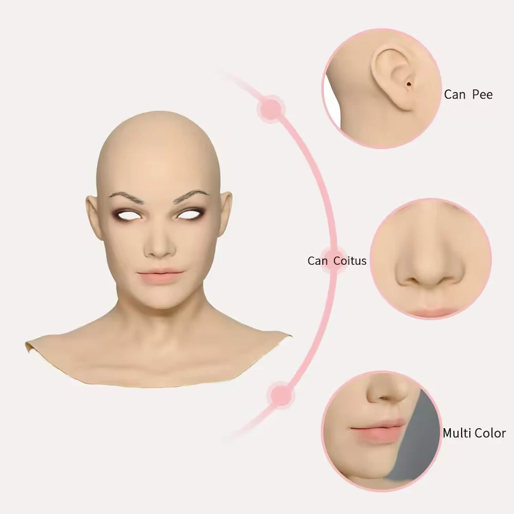 Silicone Mask With Breast Forms Male to Female Fake Boob Head Makeup Silicone Realistic Woman Face Mask for Crossdresser