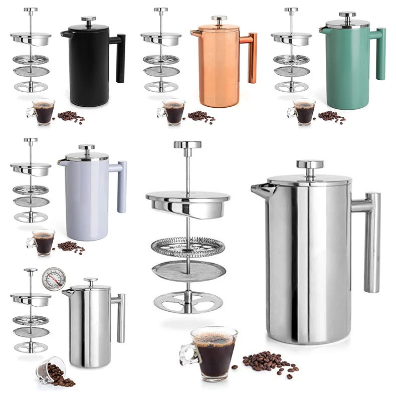 In Stock 350/600/800/1000mWholesale Custom Heat Resistant Portable Manual French Press Coffee Maker Prensa Francesa manufacture