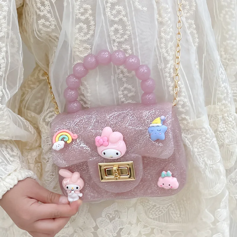 New Fashion Little Kids Jelly Candy Pearl Chain Shoulder Small Mini Bag