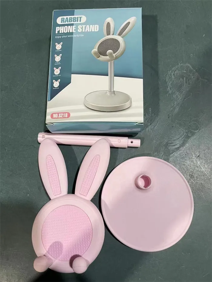 Cute Adjustable Bunny Phone Stand Tablet Holder In Pink