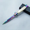 Bull bone handle and colored blade
