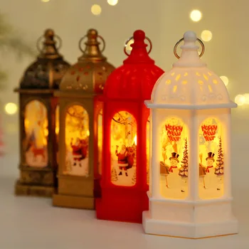 Led Christmas Plastic Lantern Candlestick Night Light Snowman Santa Claus Decoration Desktop Christmas Decor Lantern