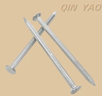 DIN Standard Polished Ring Shank Galvanized Steel Construction Nails Smooth Shank Type Brad Cap Head Styles for Concrete Work