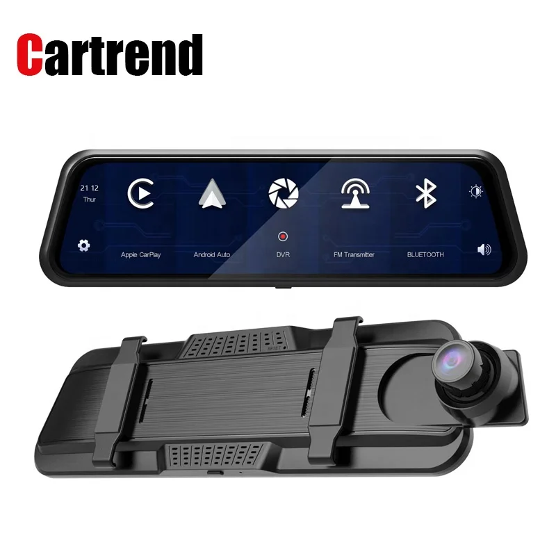 9.66' Touch Screen Car Dual Lens DVR Wireless Carplay Android Auto