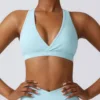 hollowing out bra light blue