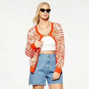 High Quality Custom Breathable Women's Long Loose Crew Neck Pullover Heat-Transfer Printed Color Blocking Knitted Sweater