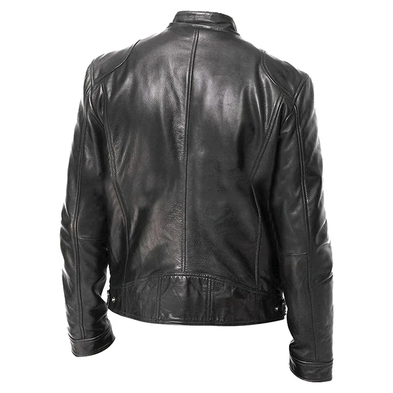 Classic Men's Leather Jacket Slim Fit Motorcycle Blazer Style_voghion.com