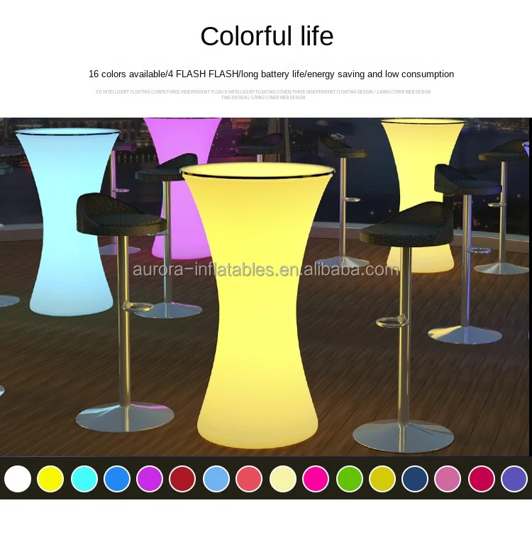 Led Bar Furniture Light Up Cocktail Table And Chairs Waterproof Led Bar