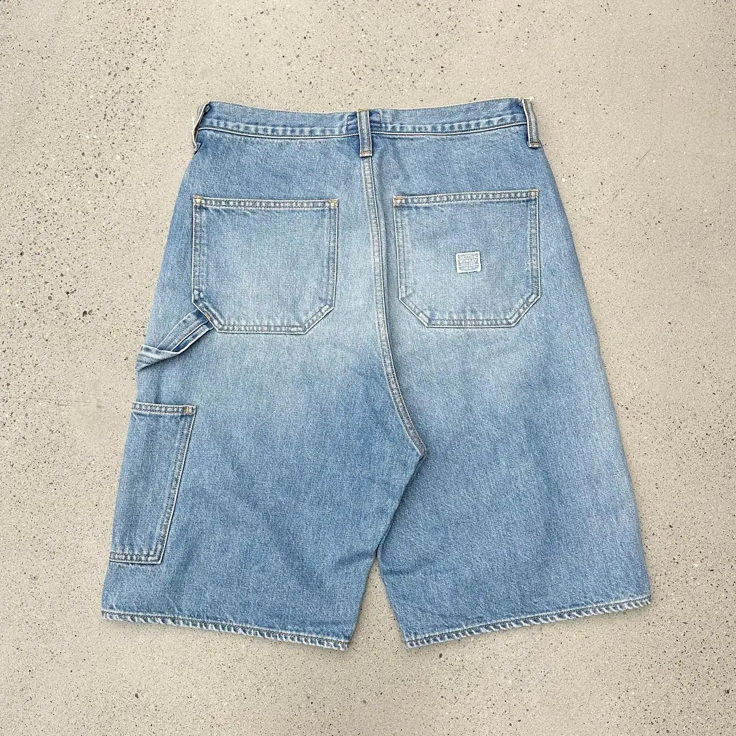 Salati Custom Design Distressed Vintage Rhinestone Acid Wash High Summer Carpenter Cargo Denim Trousers/Jeans Shorts Jorts Men gallery 4