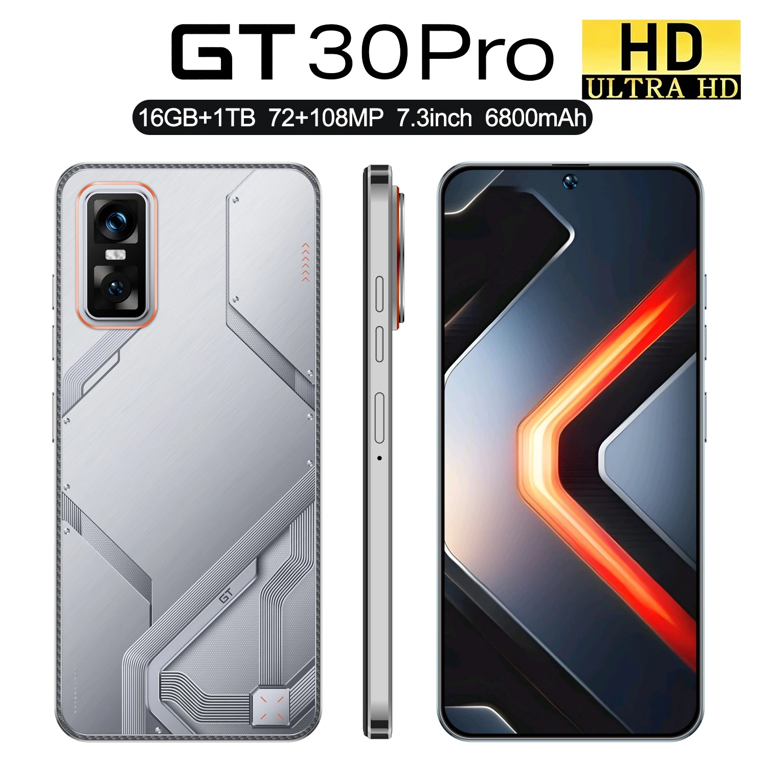 GT30 Pro 7.3inch Drop Screen 16gb 1tb Smartphone Mobile Phones